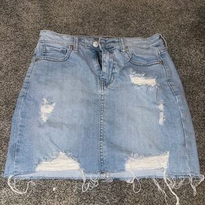 Just USA Light Blue Distressed Mini Skirt